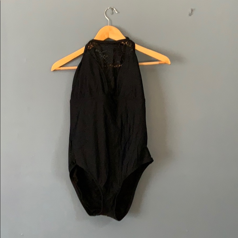 Mossimo Target Black Mesh Top Halter One-Piece